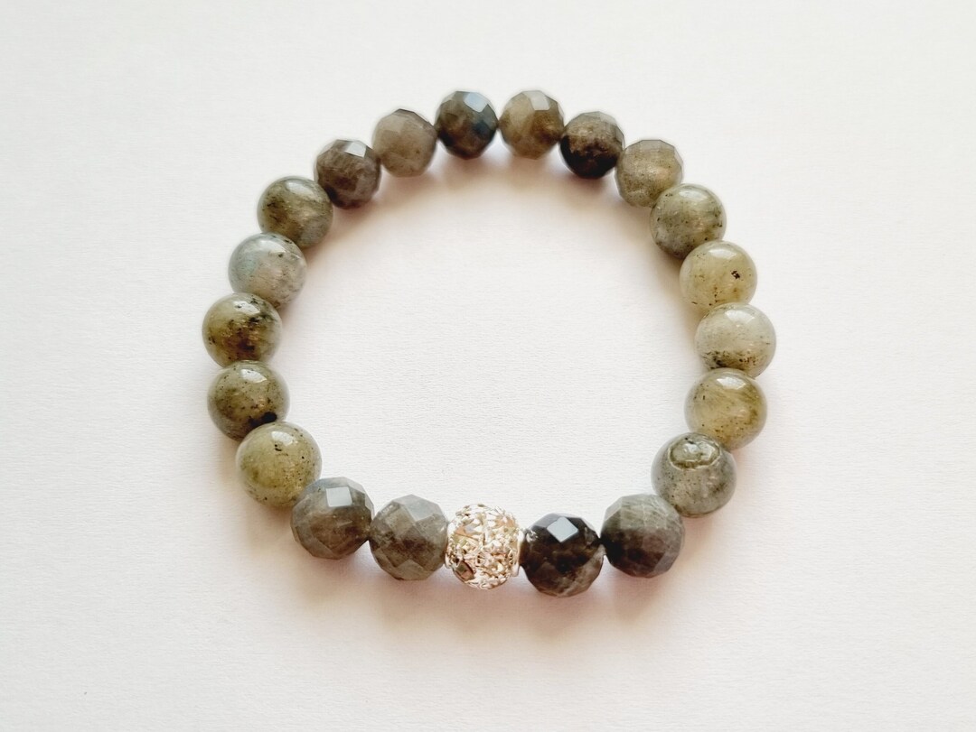 Bracelet Perles Labradorite Et Jade - Idée Cadeau Femme, Style Bohème, Acier Inoxydable Doré