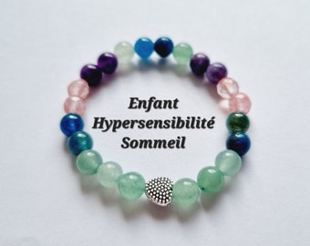 Bracciale per bambini ipersensibili sonno ristoratore avventurina blu apatite quarzo ciliegia ametista pietre naturali idea regalo