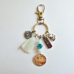 Porte clés et carte porte bonheur MIRACLE chat chinois oeil de la chance vert d'eau menthe