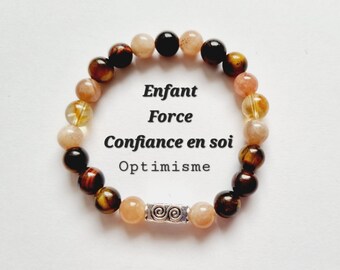 Children's bracelet optimism strength self-confidence Sunstone citrine tiger's eye bull's eye natural stones gift idea