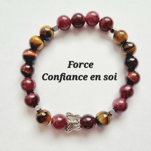 Pulseira força autoconfiança borboleta olho de touro olho de tigre granada pedras naturais ideia de presente para homens e mulheres