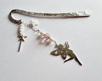 Fairy bookmark, white star, magic wand, boho beads, birthday gift idea, magic, fairy tale