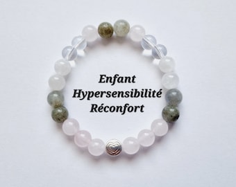 Children's bracelet Hypersensitivity comfort rose quartz moonstone gray labradorite rock crystal anti stress constipation sleep