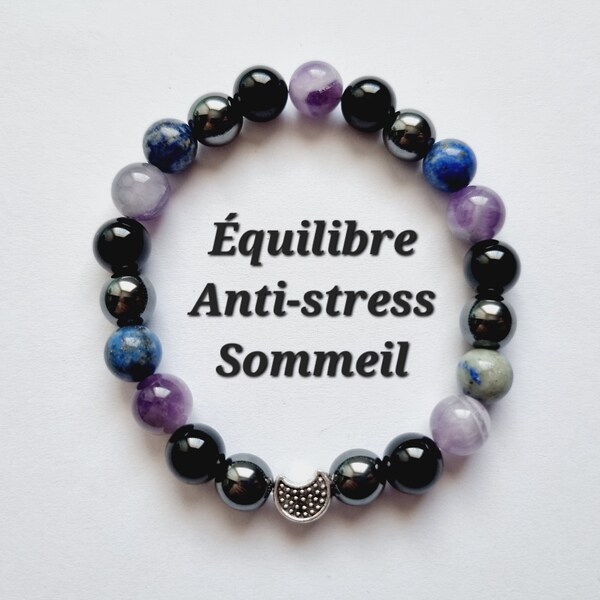 Bracelet Équilibre Anti-stress Sommeil pierres naturelles idée cadeau homme femme mixte