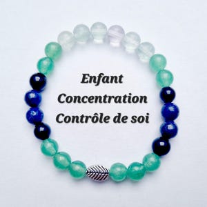 Pulsera Infantil Concentración Autocontrol fluorita lapislázuli obsidiana negra turmalina negra aventurina verde piedras naturales
