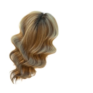 IMPROVED! Blonde/Balayage made European human hair silk topper. Cuticle aligned virgin hair. Custom root requests welcome.