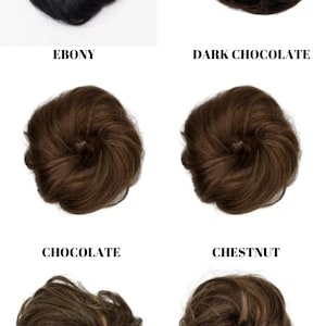 1000% Real Human hair, Tangle Free messy bun: Blonde, silver, black,brown, and mixed colour image 2