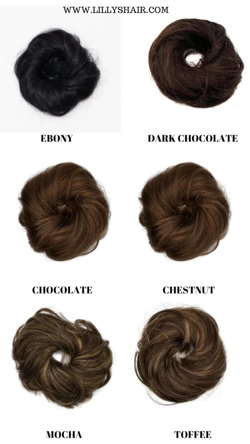 1000% Real Human hair, Tangle Free messy bun: Blonde, silver, black,brown, and mixed colour image 2