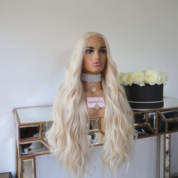 IVORY Platinum Blonde Human hair U-Part wig made from cuticle aligned virgin hair