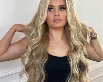 CASSIDY 16"-26" Full Lace Human Hair Wig. LEAVE A NOTE With your cap size (xs,s,m,l) at checkout. Colour: golden blonde mix