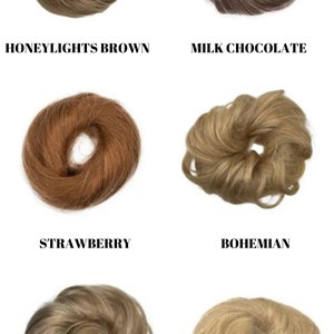 1000% Real Human hair, Tangle Free messy bun: Blonde, silver, black,brown, and mixed colour image 3