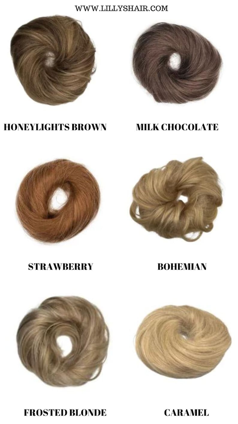 1000% Real Human hair, Tangle Free messy bun: Blonde, silver, black,brown, and mixed colour image 3