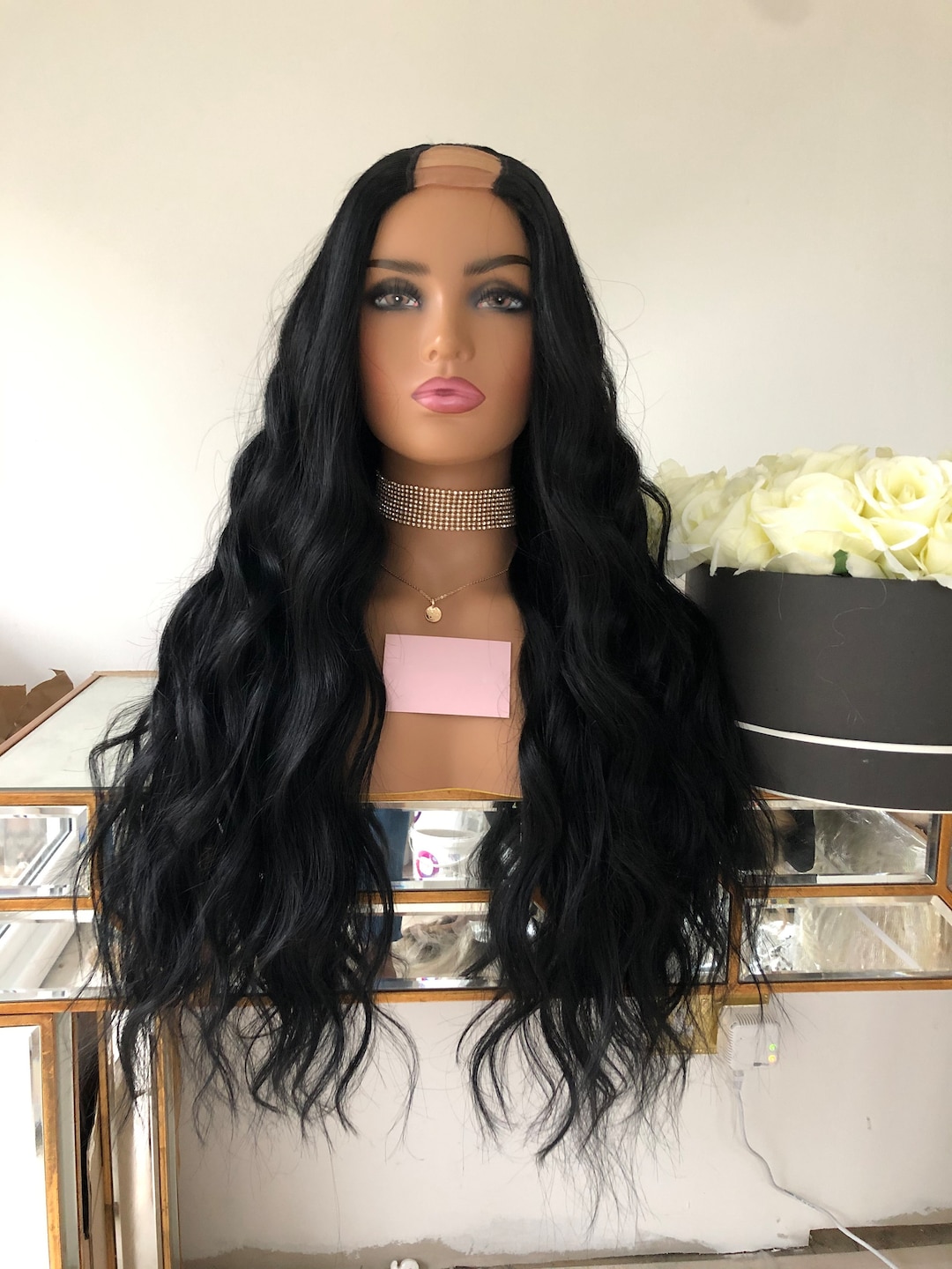 Jet Black Human Hair Upart Wig Made From Cuticle Aligned Etsy