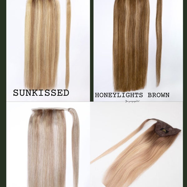 ALL Colours Human Hair Wrap Ponytail /Clip In Ponytail: Blonde, silver, black, brown and mixed colours