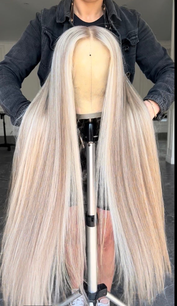 Platinum Blonde Lace Front Human Hair Wig: Cambodian Virgin Hair