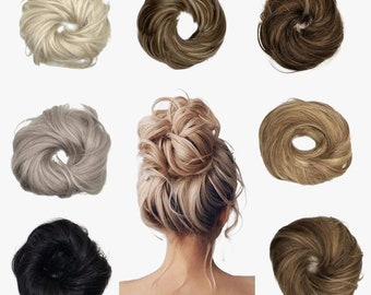 Human hair bun: Blonde, silver and mixed colour