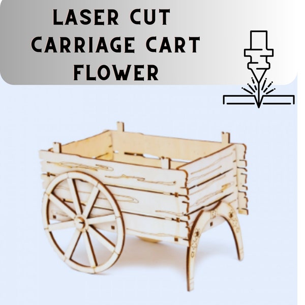 Laser Cut Carriage Cart Flower Basket Box Template svg,dxf, cdr files ,digital vector art cnc files,wooden boxes,digital dowload