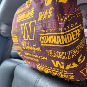 Washington Commanders Car Head Rest Cover Set. One Size Fits Most Standard Size Newer Cars and Some SUV with a small head rest.