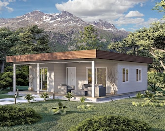 22' x 32' Small House Plans 2 Bedroom, Architectural Home Design