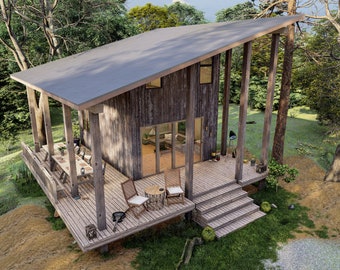 Tiny A Frame House Plans, Small Cabin Plans Blueprint