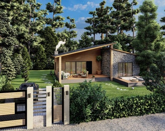 Modern 2 Bedroom House Plans, 1201 sq ft (PDF Pattern)