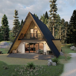 Two-Story A-Frame House Plans with 3 Bedrooms