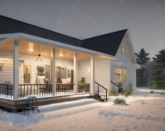 Planos de Barndominium, planos de planta de casas estilo granero modernas, 3 habitaciones