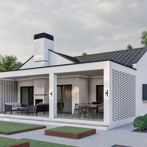 58&#39; x 45&#39; Cottage House Plans 3 Bedroom 2195 Sq.ft