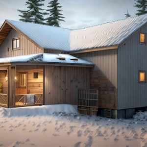 Barn House & Barndomium Pläne: 4 Schlafzimmer, klein, ebenerdig, Bauernhaus