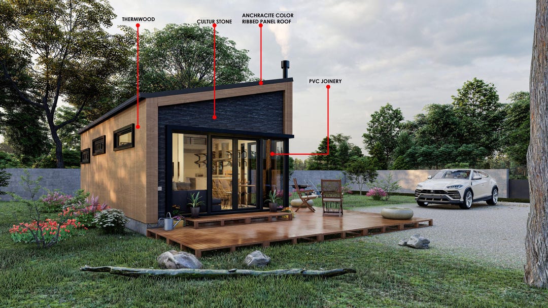 34' X 29' Modern Cabin House Plans Diy, Tiny House Blueprint - Etsy