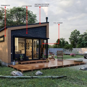 Plans de maison cabane moderne de 34 pi x 29 pi à faire soi-même, plan de petite maison