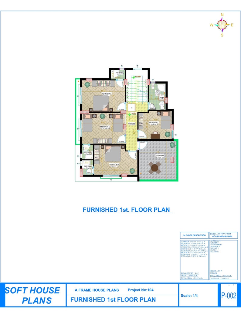 Five Bedroom House Plans, Modern Cottage Home House Plans Blueprint - Etsy