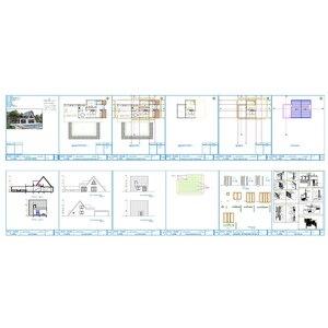 May include: Architectural blueprint for a house with a pool. The blueprint includes floor plans, elevations, and details of the house's construction. The blueprint is drawn in black and white with some colored lines.