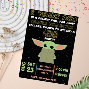 Baby Yoda Invitation Editable and Printable Baby Yoda Birthday Party