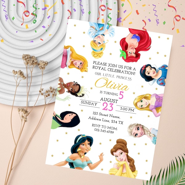 Princess Invitation | Editable Princess Birthday Party Invite | Digital Princess Template