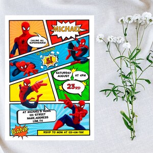 Spiderman Birthday Invitation | Editable Spiderman Party Invite | Digital Spiderman Birthday Template imagem 7