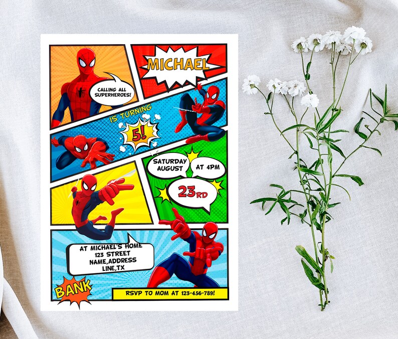 Spiderman Birthday Invitation | Editable Spiderman Party Invite | Digital Spiderman Birthday Template imagem 7