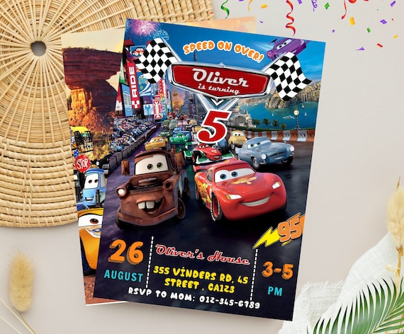 Editable Cars Birthday Invitation | Cars McQueen Invitation | DisneCars Birthday Party Template