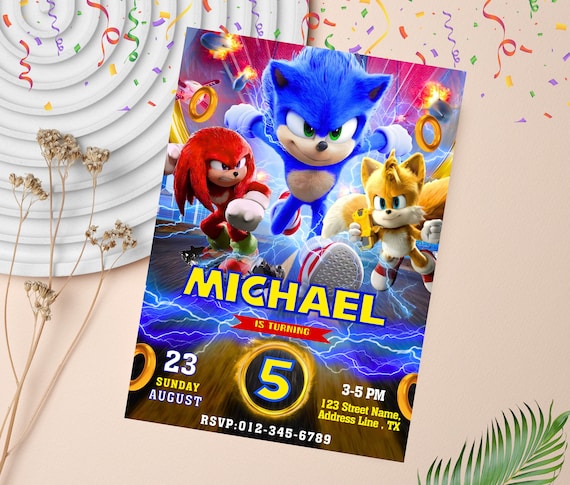 Sonic The Hedgehog Birthday Invitation | Sonic, Knuckle and Tails Birthday Party Invite | Editable Sonic Invitation