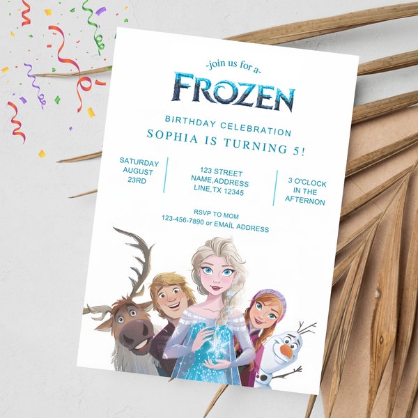 Frozen Birthday Invitation | Editable Frozen Birthday Party Invite |  Digital Canva Template