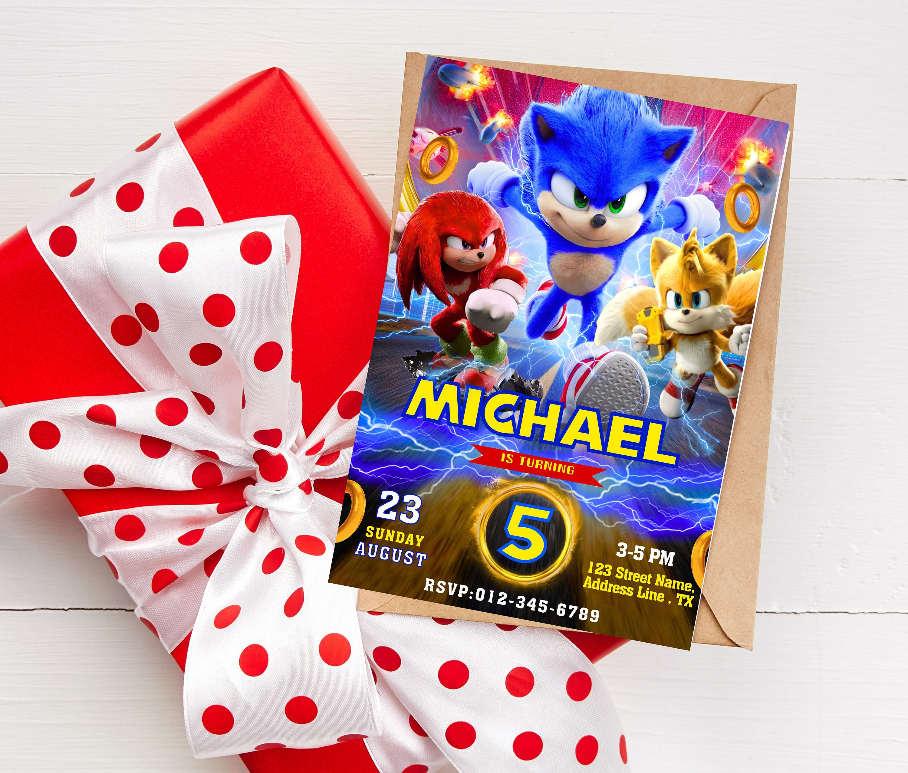 Tarjeta Cumpleaños Sonic Tarjeta De Cumpleaños Personalizada De Sonic The Hedgehog - Incluye A Tails, Knuckles Y Shadow Pokemon Go Solgaleo