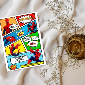 Spiderman Birthday Invitation | Editable Spiderman Party Invite | Digital Spiderman Birthday Template imagem 5