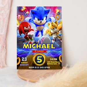 Sonic the Hedgehog Birthday Invitation | Sonic, Knuckle and Tails ...
