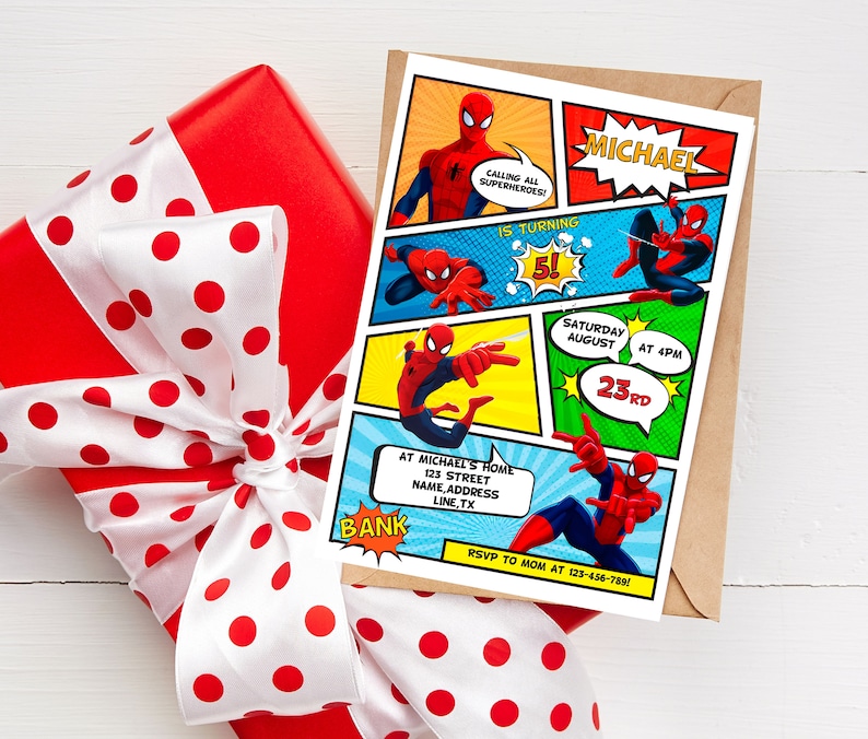 Spiderman Birthday Invitation | Editable Spiderman Party Invite | Digital Spiderman Birthday Template imagem 4