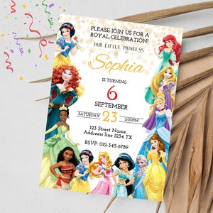 Princess Birthday Party Invitation | Princess Invitation | Editable and Personalized  Magical Disney Princess Birthday Party Template