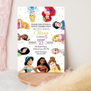 Princess Invitation | Royal Girl Celebration Invite  |  Magical Disney Princess Birthday Invitation | Personalized Princess Invite