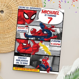 Printable and Personalized Spiderman Party Invite | Spiderman Birthday Invitation |  Editable Spiderman Birthday Template
