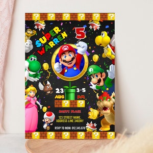 Super Mario Invitation | Mario Birthday Party Invite | Digital Mario Theme Birthday Invite