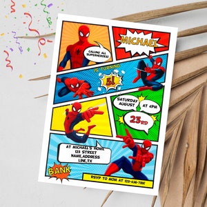 Spiderman Birthday Invitation | Editable Spiderman Party Invite | Digital Spiderman Birthday Template imagem 10