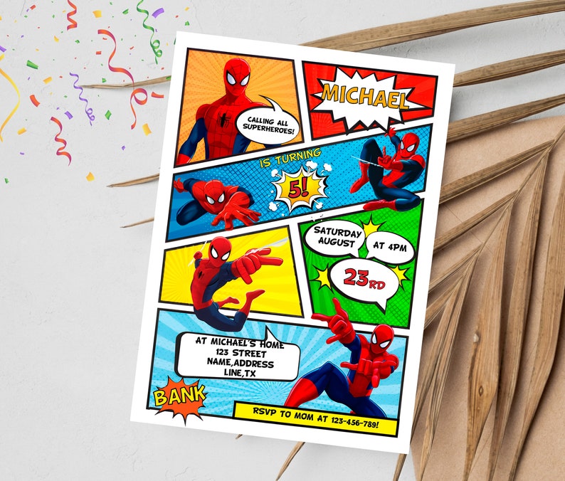 Spiderman Birthday Invitation | Editable Spiderman Party Invite | Digital Spiderman Birthday Template imagem 10